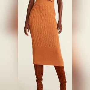 AMUR Ribbed Knit Skirt in Warm Taupe